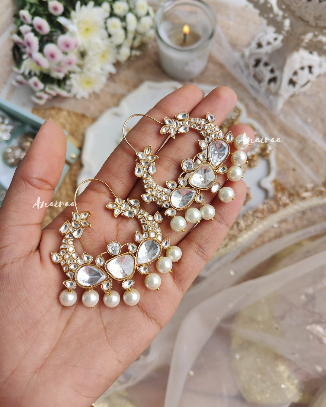 Polki hoop earrings