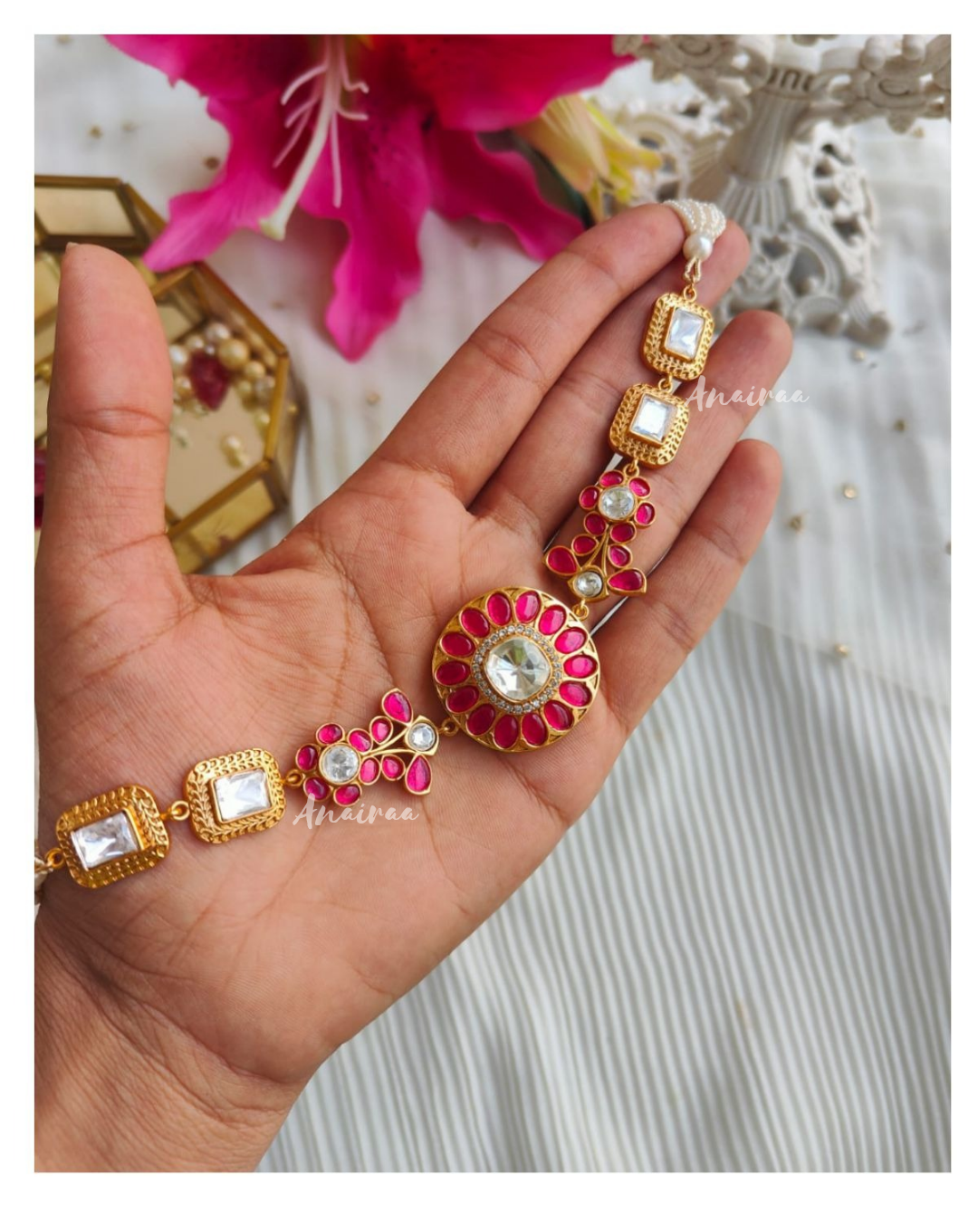 Ruby Polki chid choker set