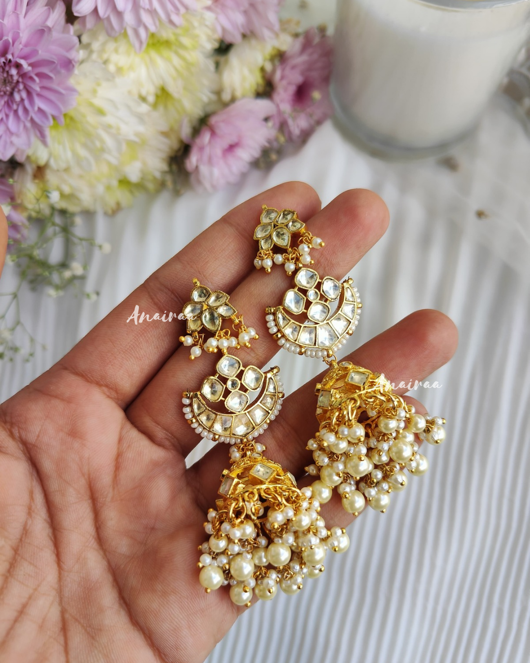 Paachi kundan jhumkas