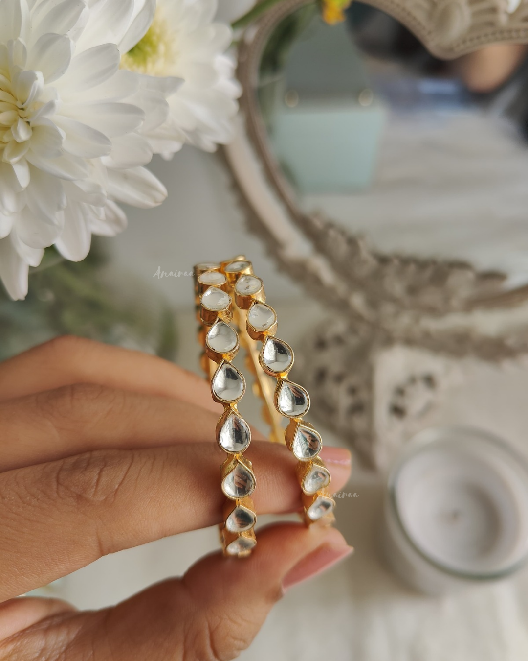 Paachi kundan non openable bangles