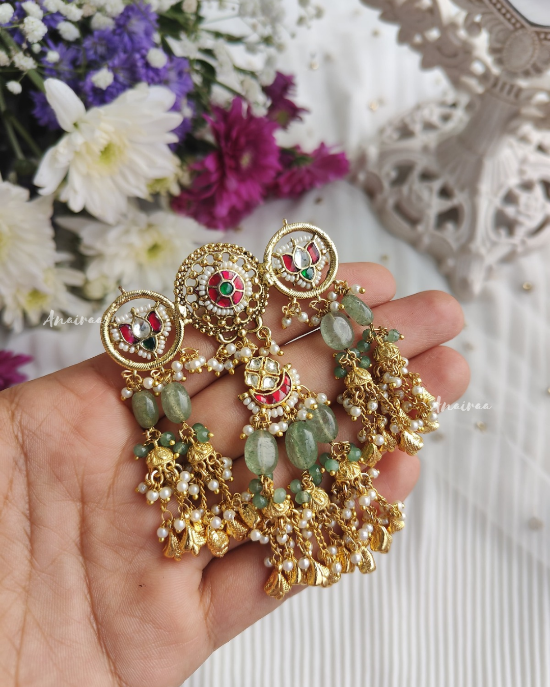Heritage paachi kundan ring