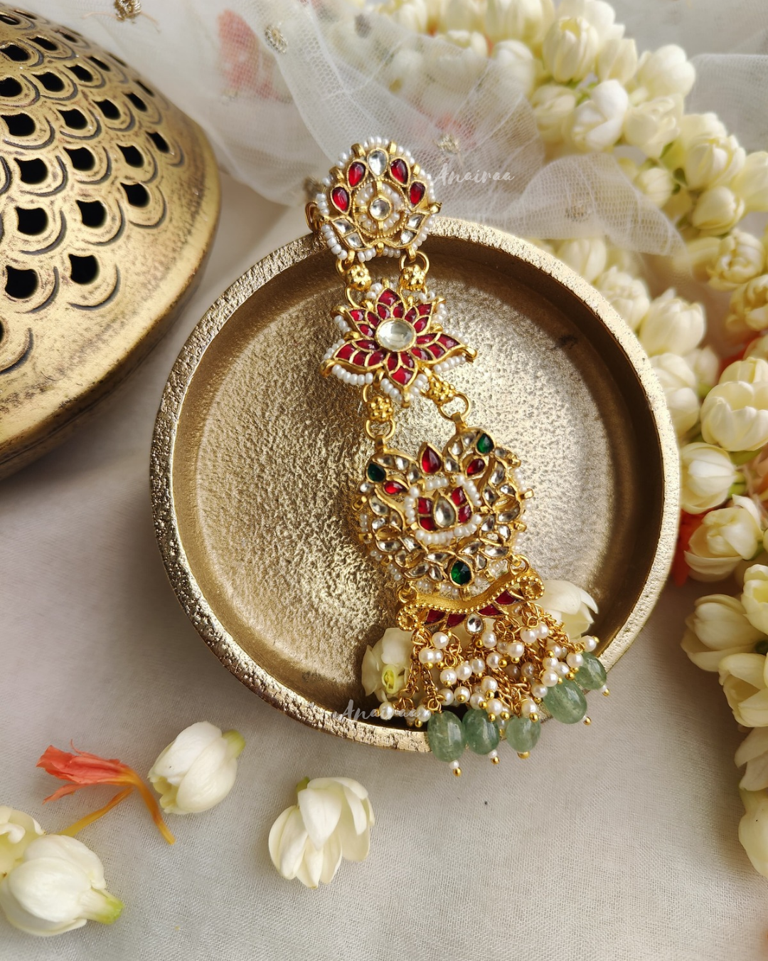 Heritage paachi kundan ring
