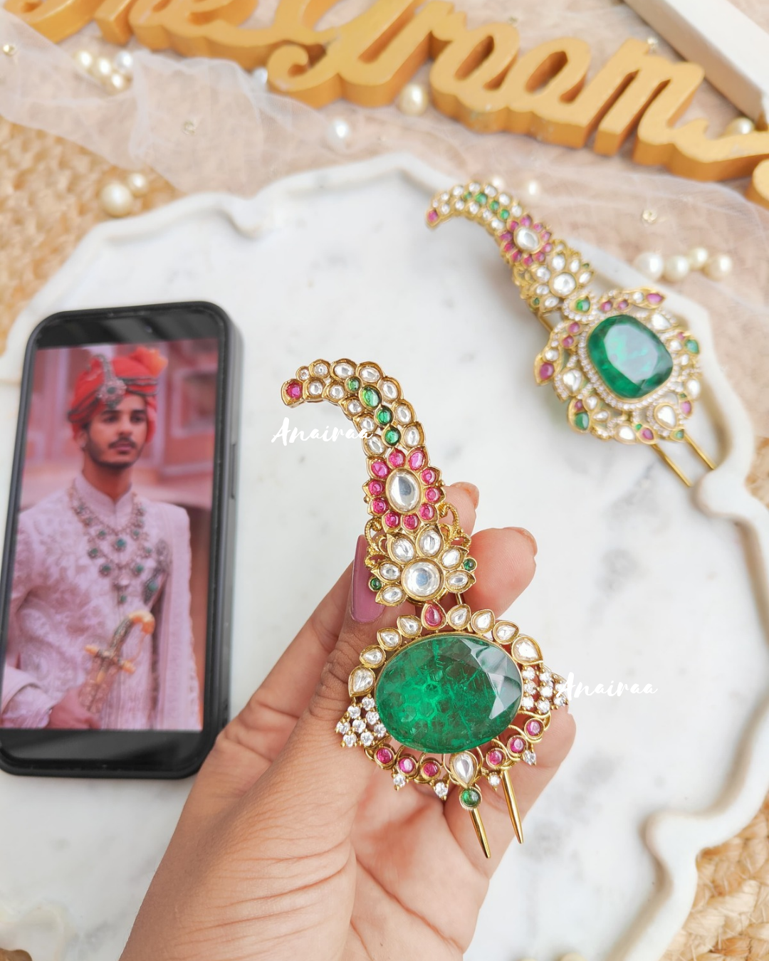 Groom emerald polki kalangi
