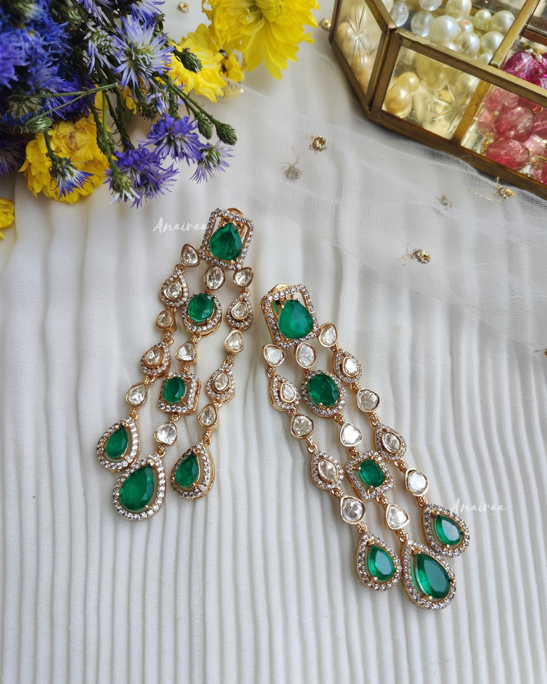 Emerald cocktail earrings