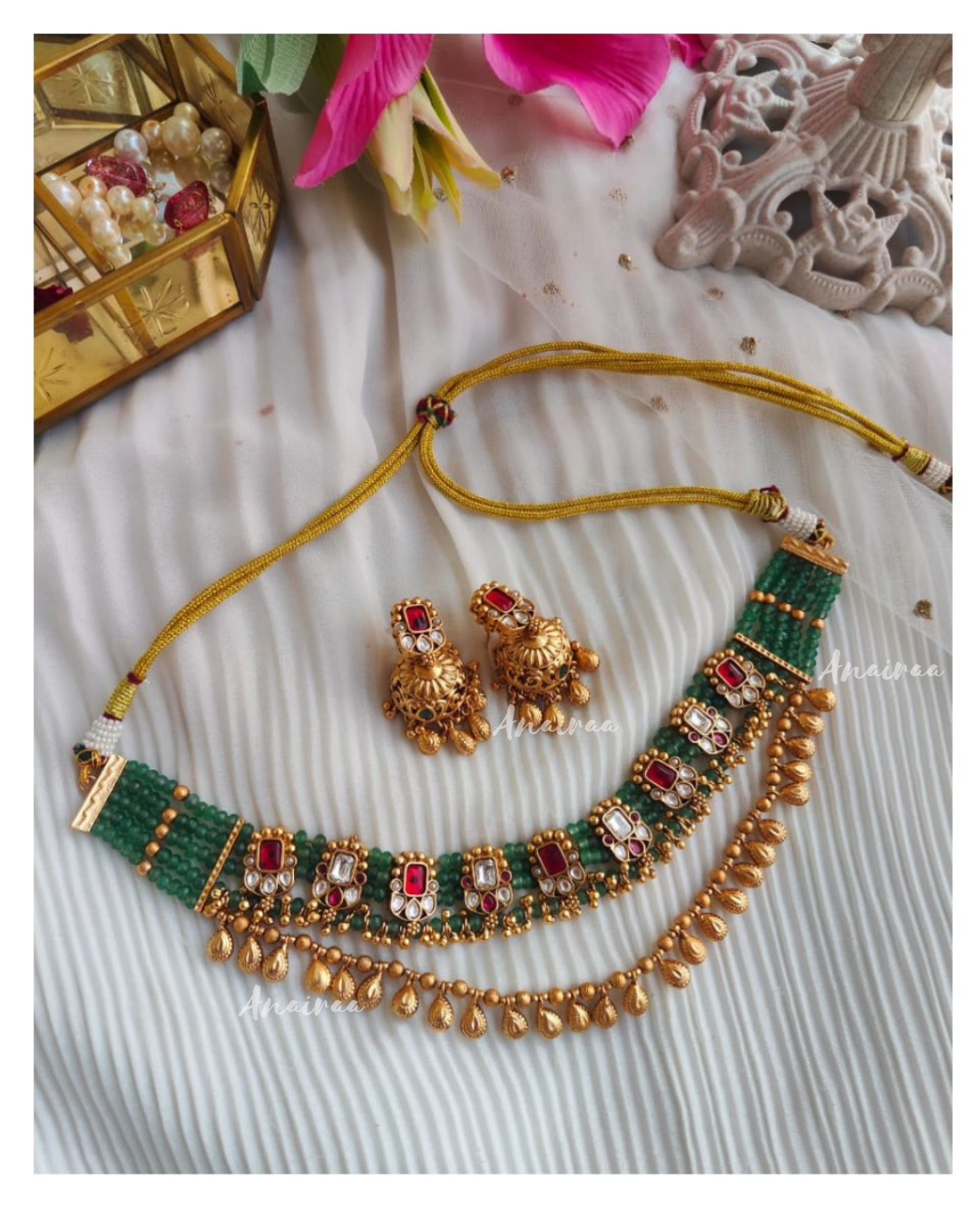 Antique necklace with Jhumkas