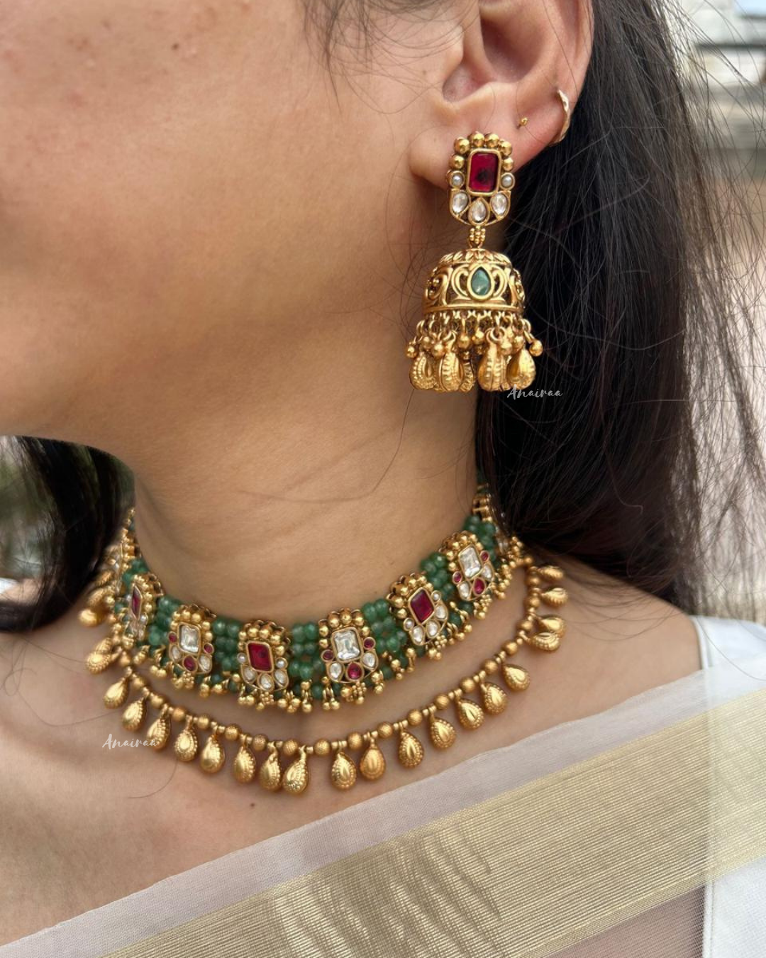 Antique necklace with Jhumkas