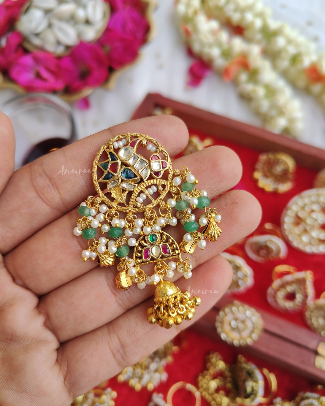 Heritage paachi kundan ring
