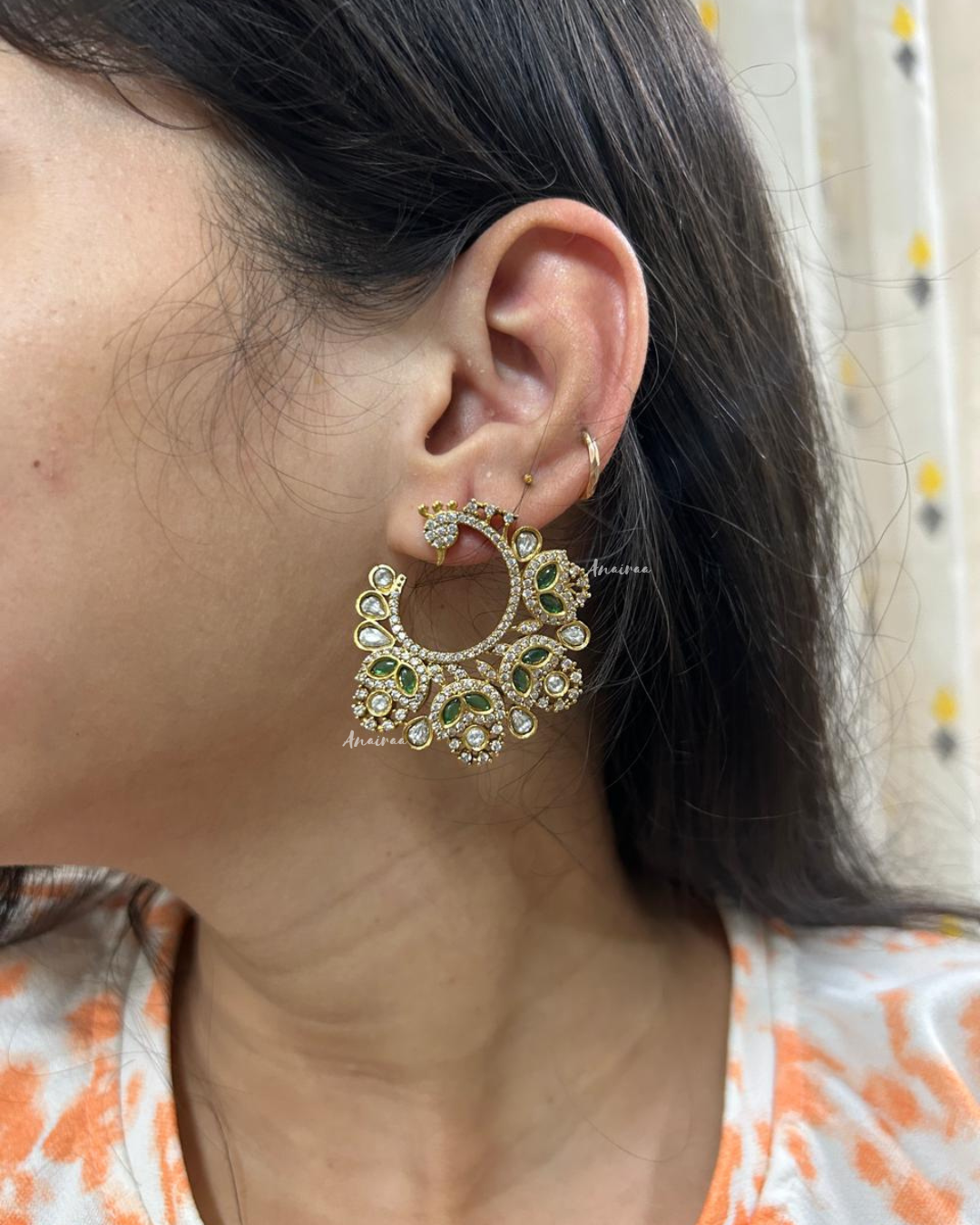Polki peacock studs