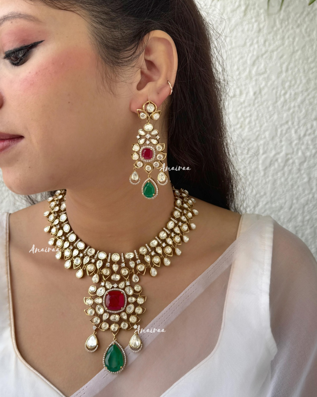 Sneha moissanite necklace set