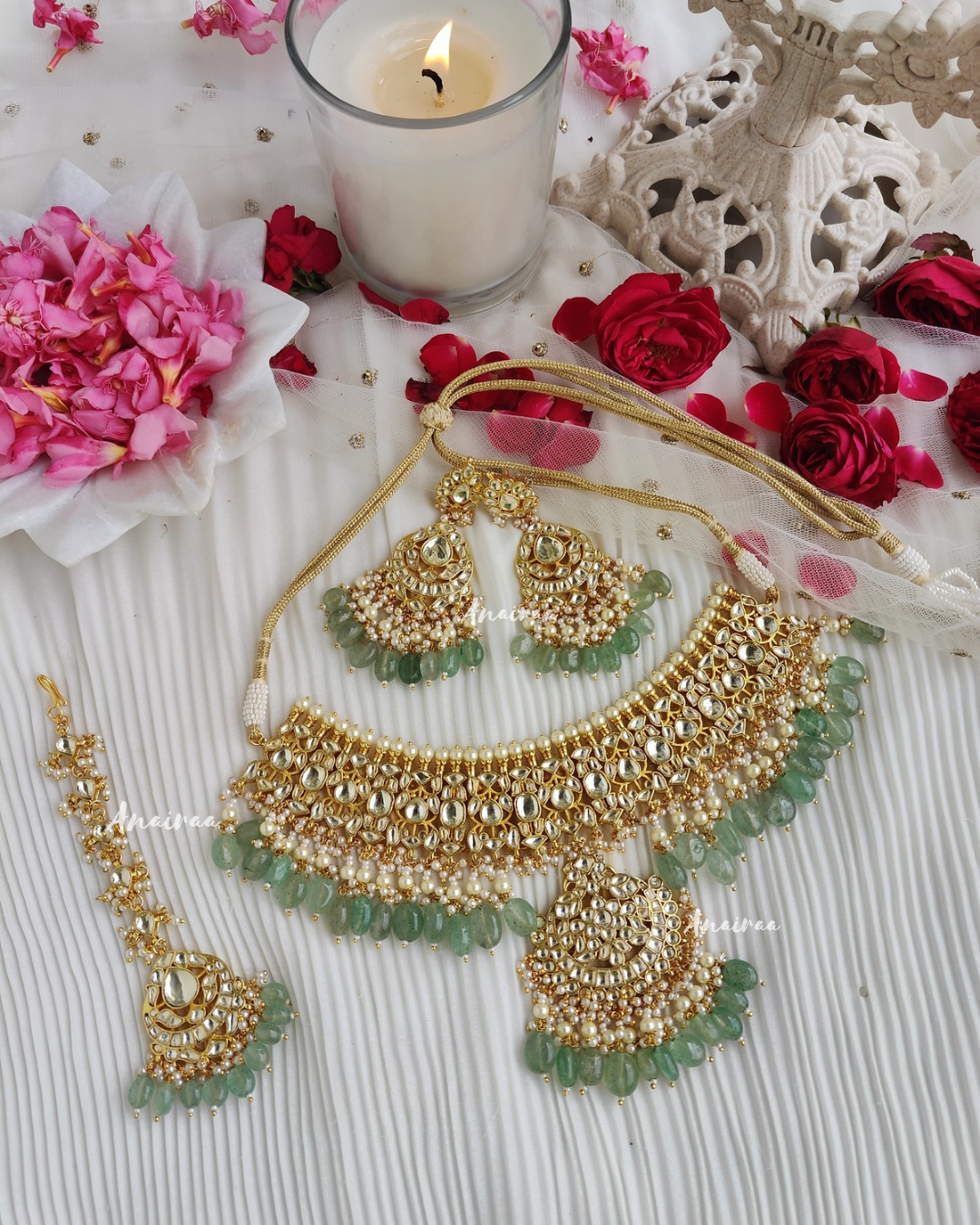 Paachi kundan bridal choker set with tikka