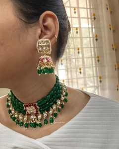 Saanvi beaded Polki choker set