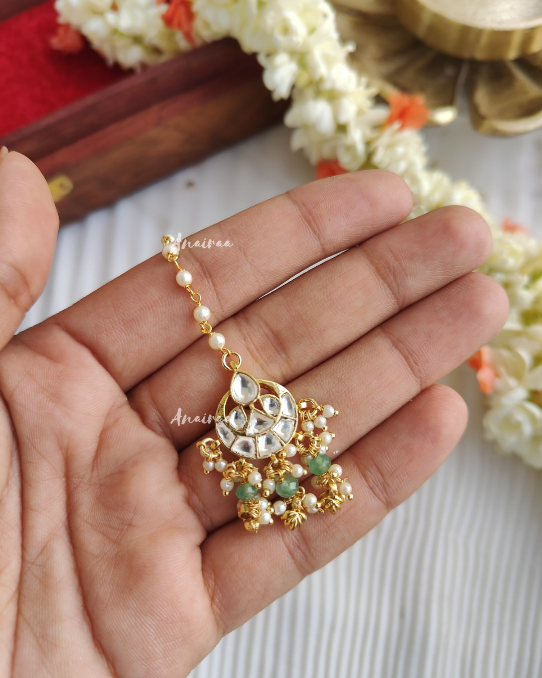 Paachi kundan maangtikka