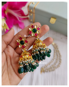 Multi colour kundan jhumkas