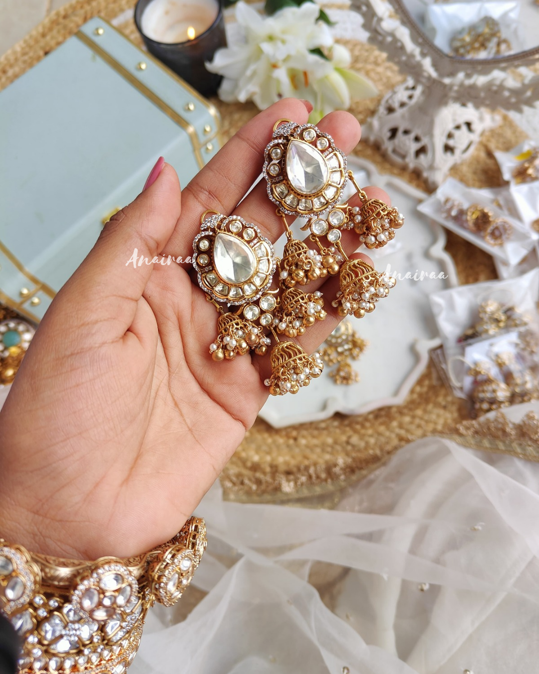 Real moissanite jhumka