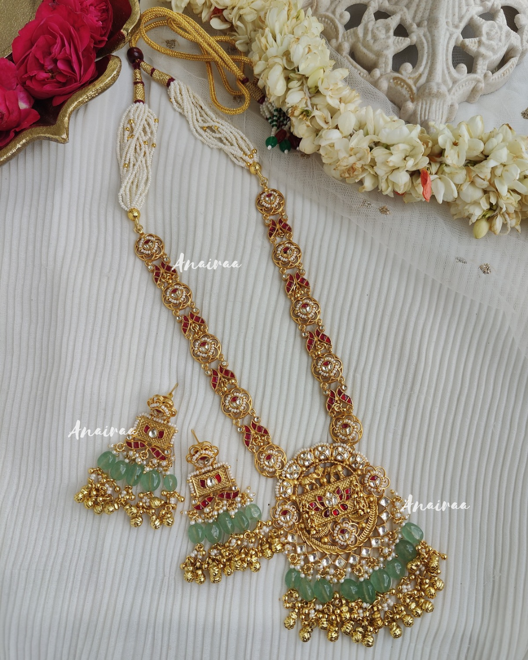 Kalpana paachi kundan long necklace set
