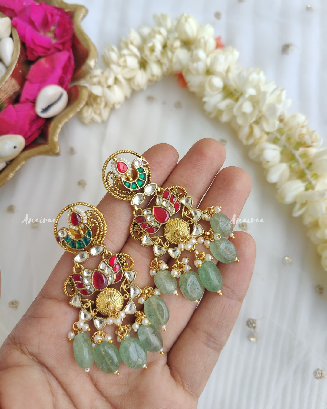 Paachi kundan antique chandbalis