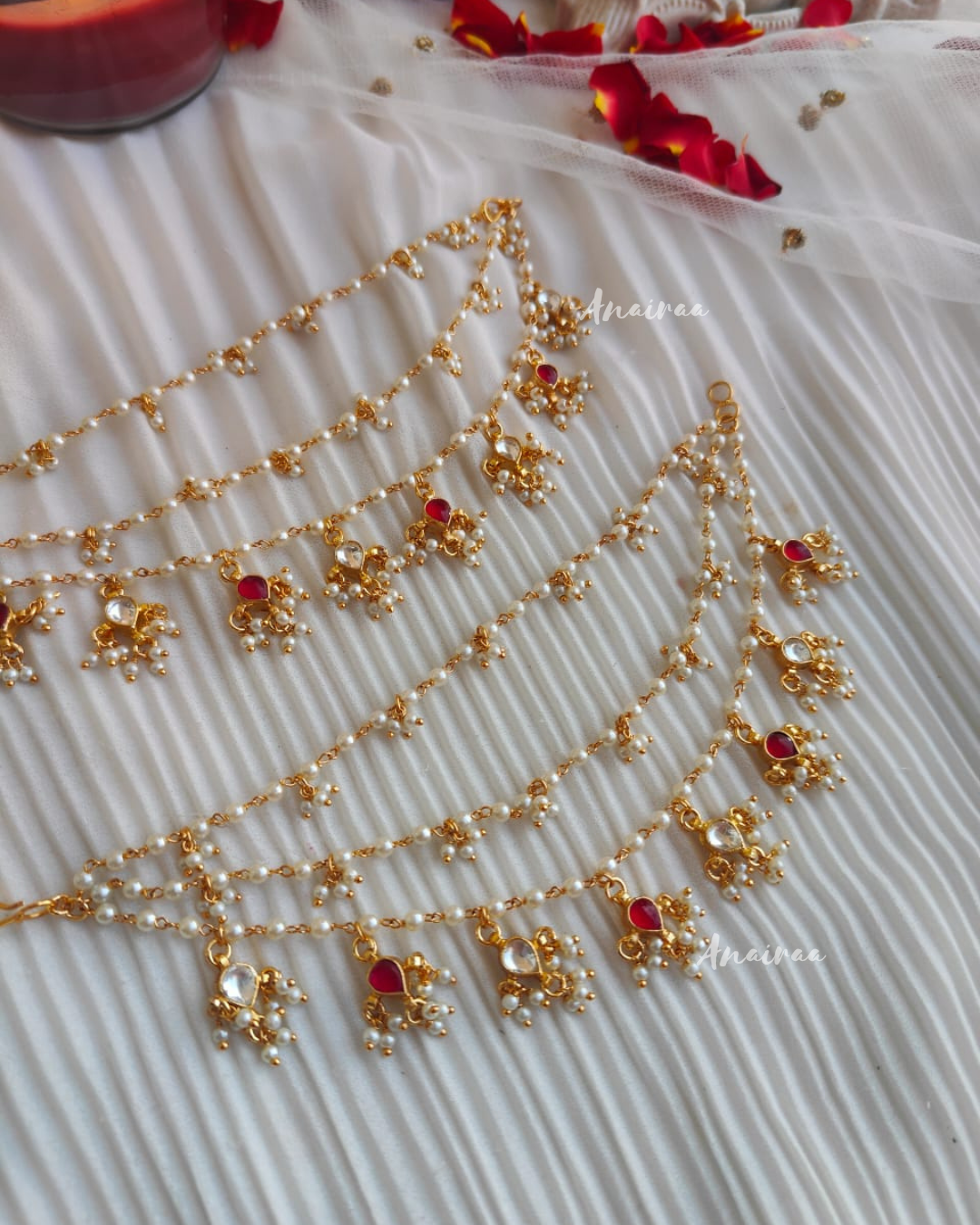 Paachi kundan ruby earchains