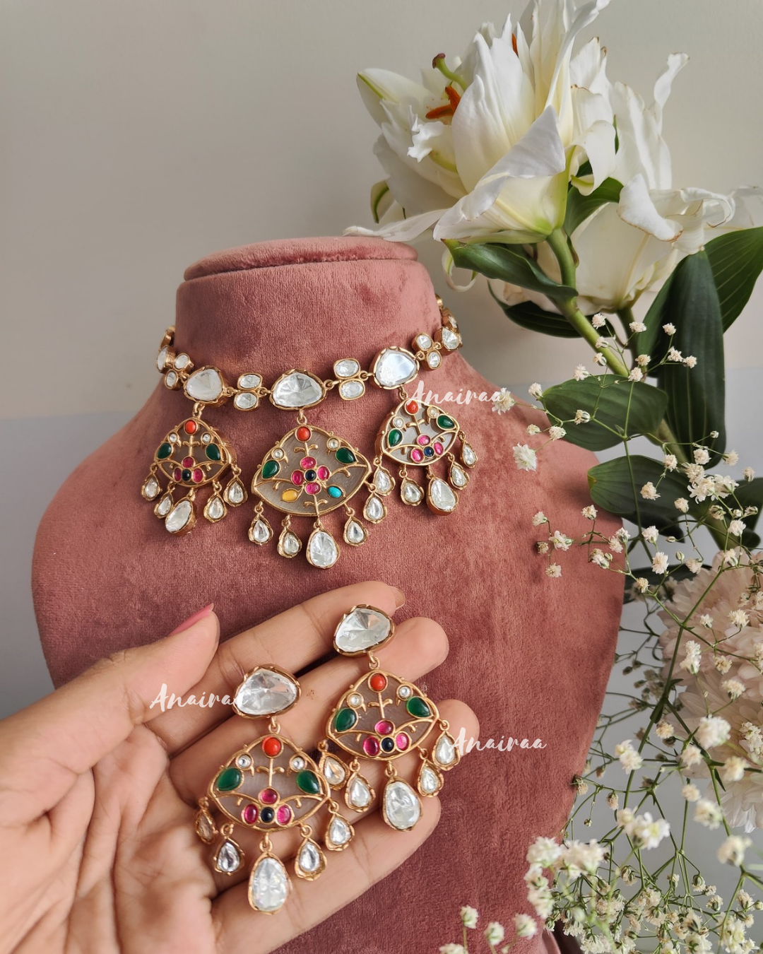 Kadi kundan necklace set