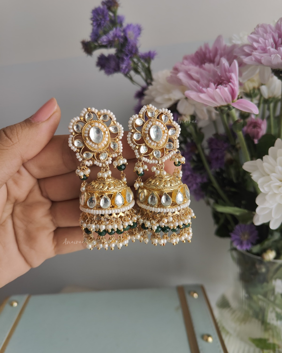 Paachi kundan jhumkas