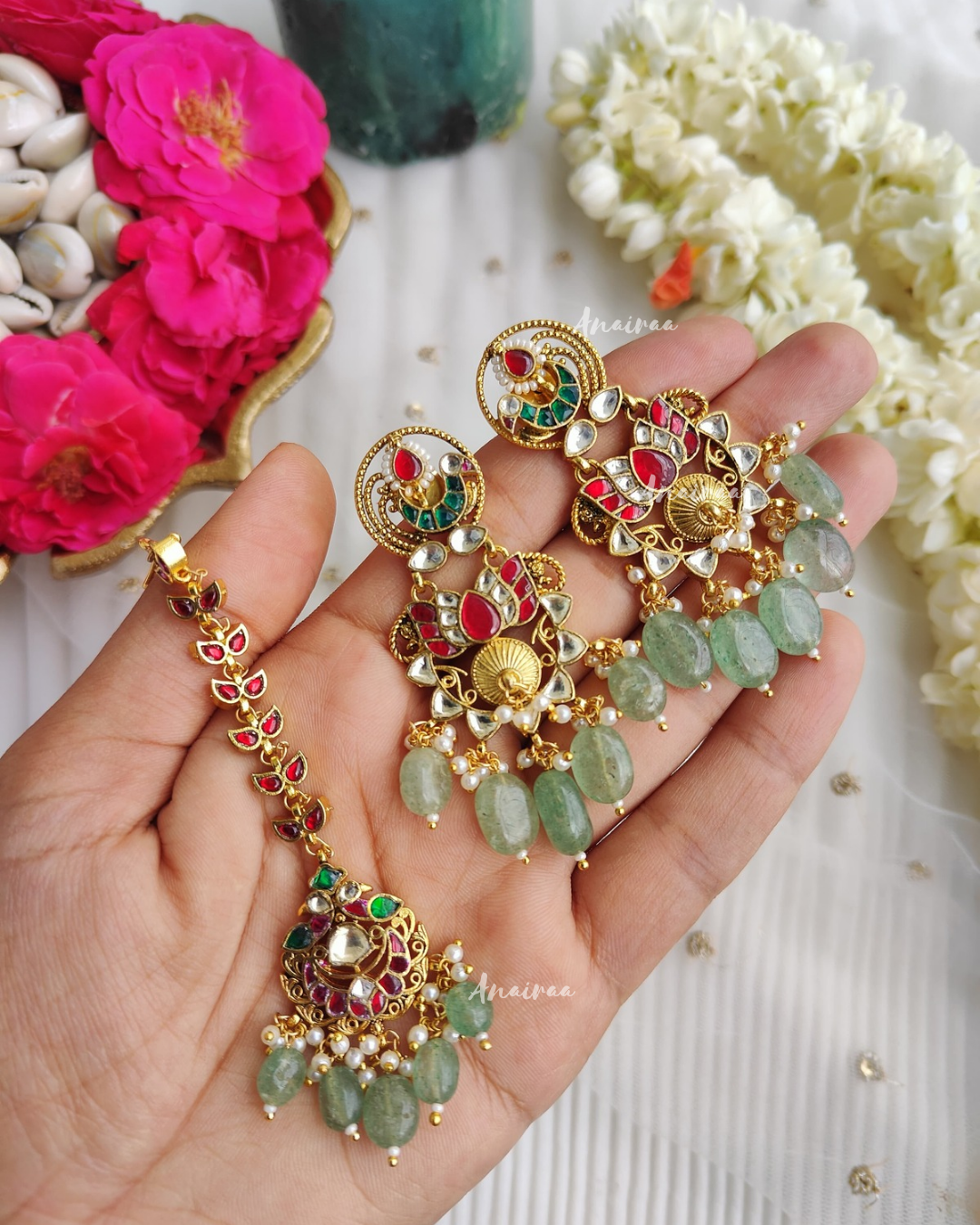 Paachi Kundan maangtikka set