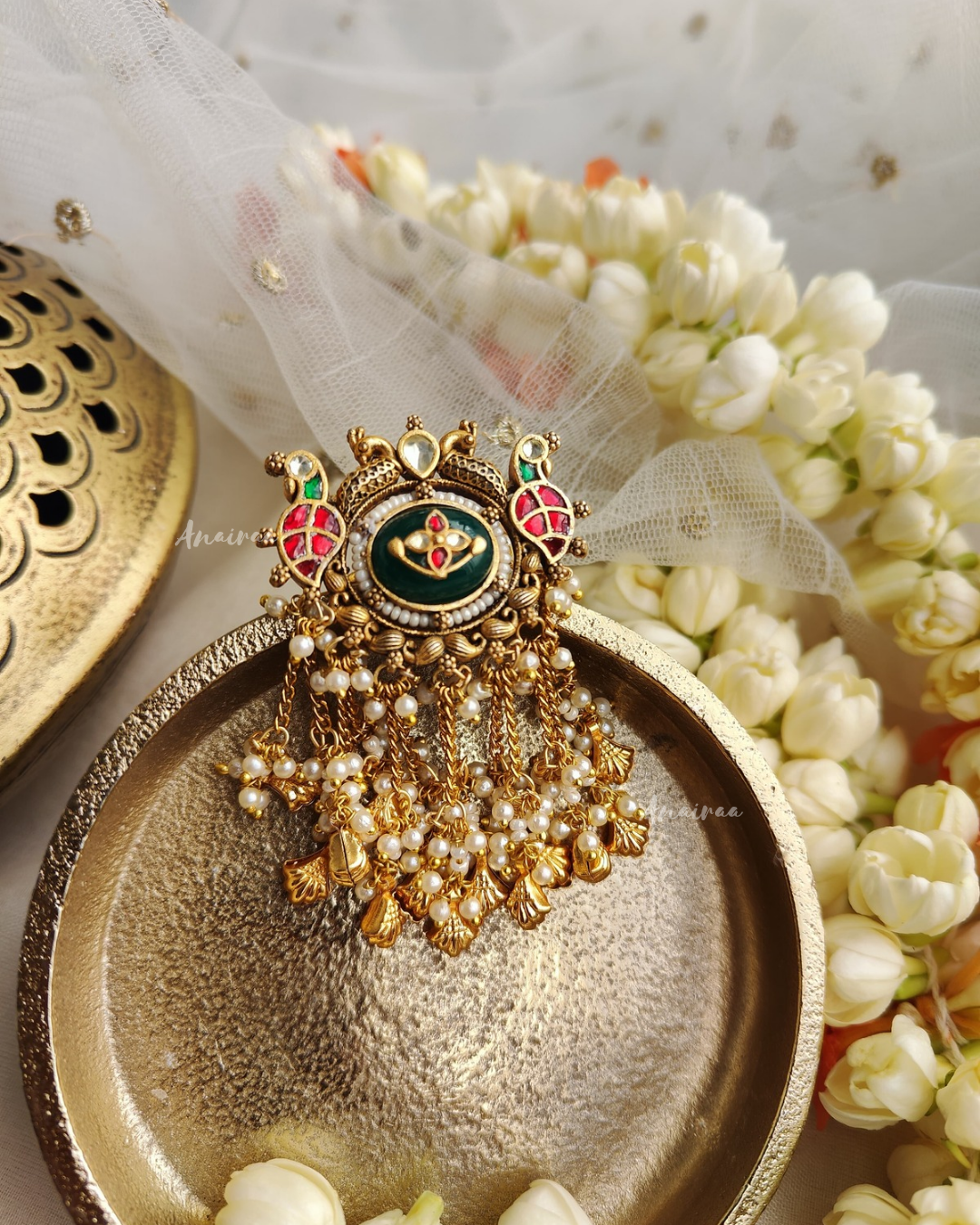 Heritage paachi kundan ring