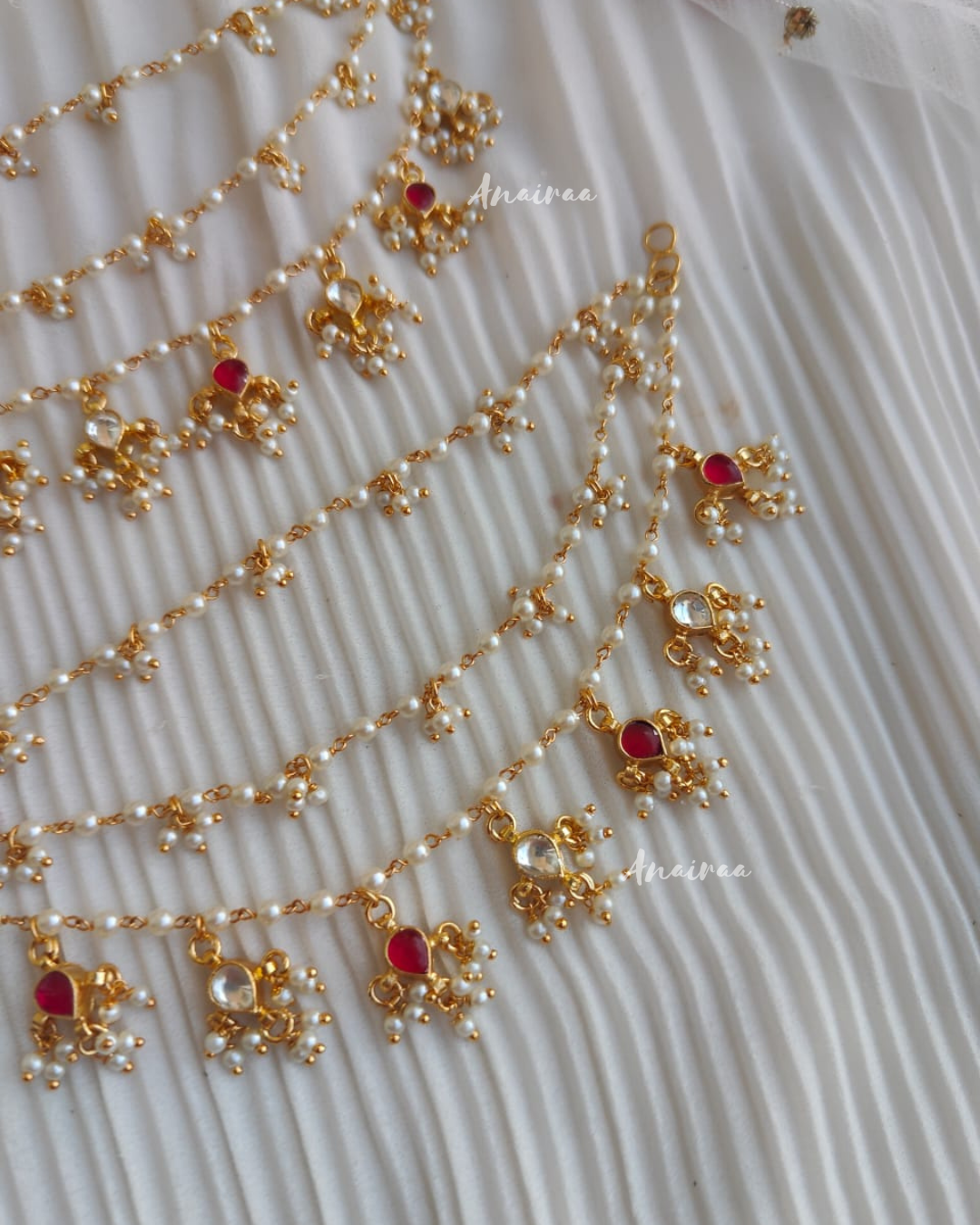 Paachi kundan ruby earchains