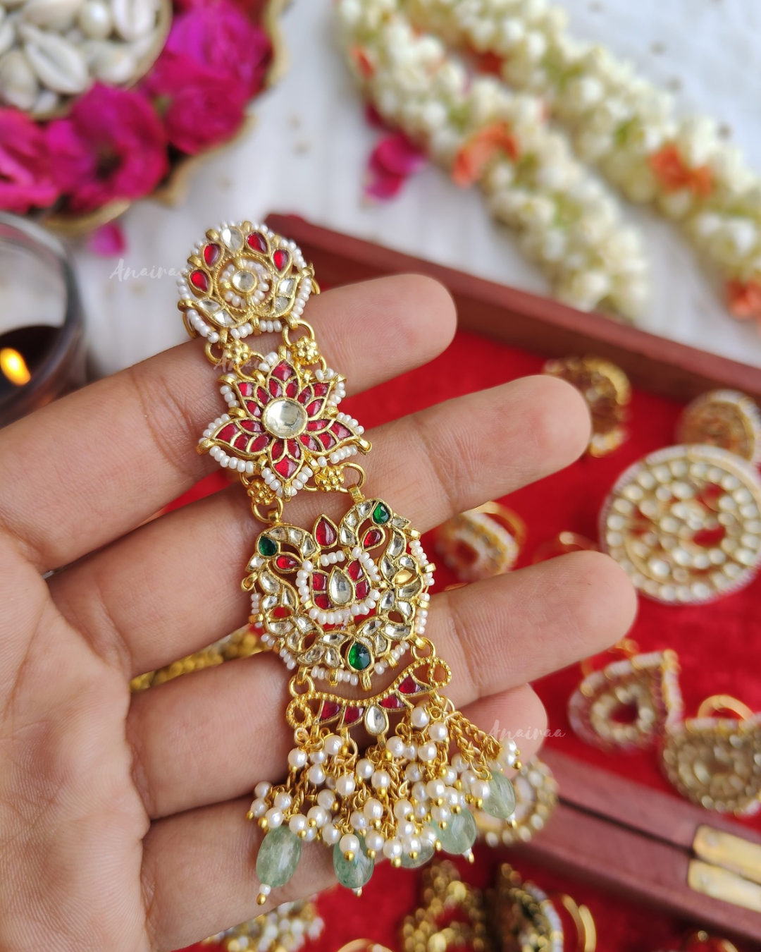 Heritage paachi kundan ring