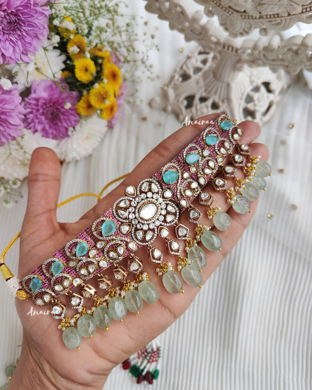 Aira polki moissanite choker set