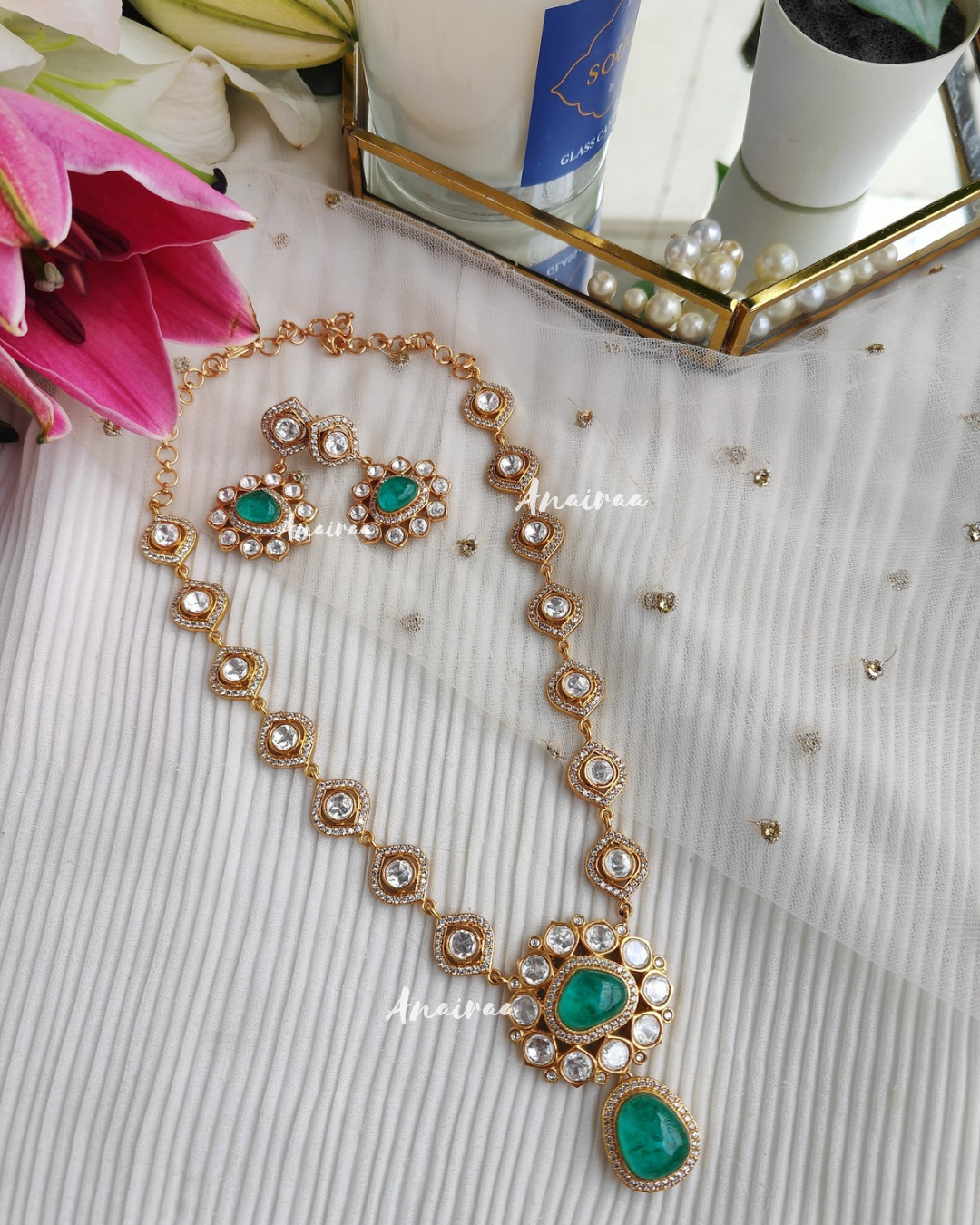 Vriha moissanite long necklace set