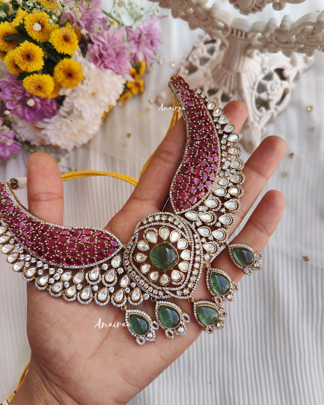 Mishka polki moissanite necklace set