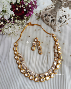 Double layered real moissanite necklace set