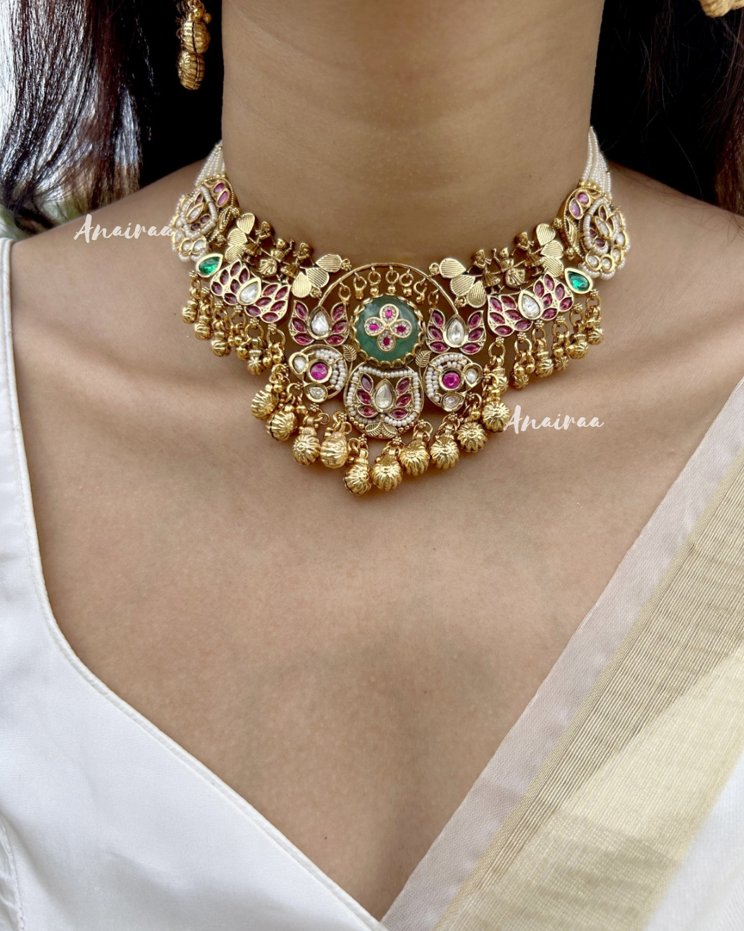 Antique jadau necklace set