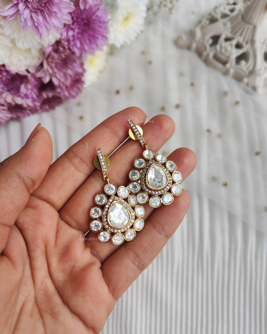 Polki Mossainite earrings