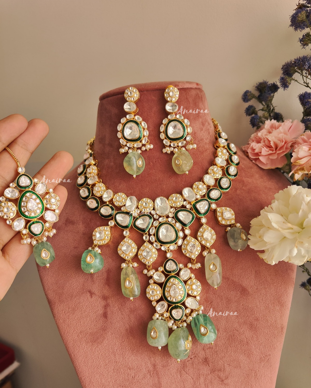 Polki Meena necklace set