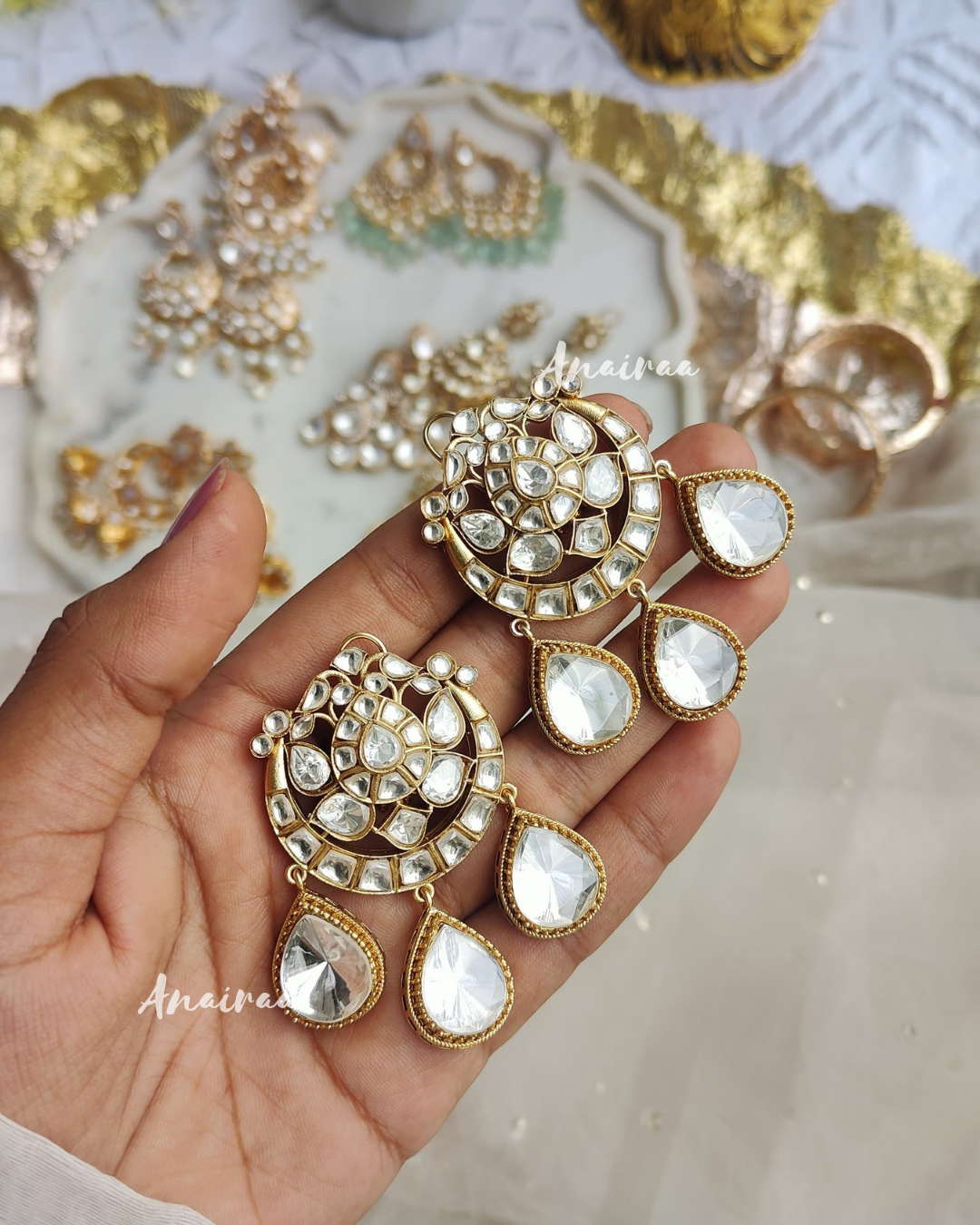 Sunaina Polki moissanite earrings