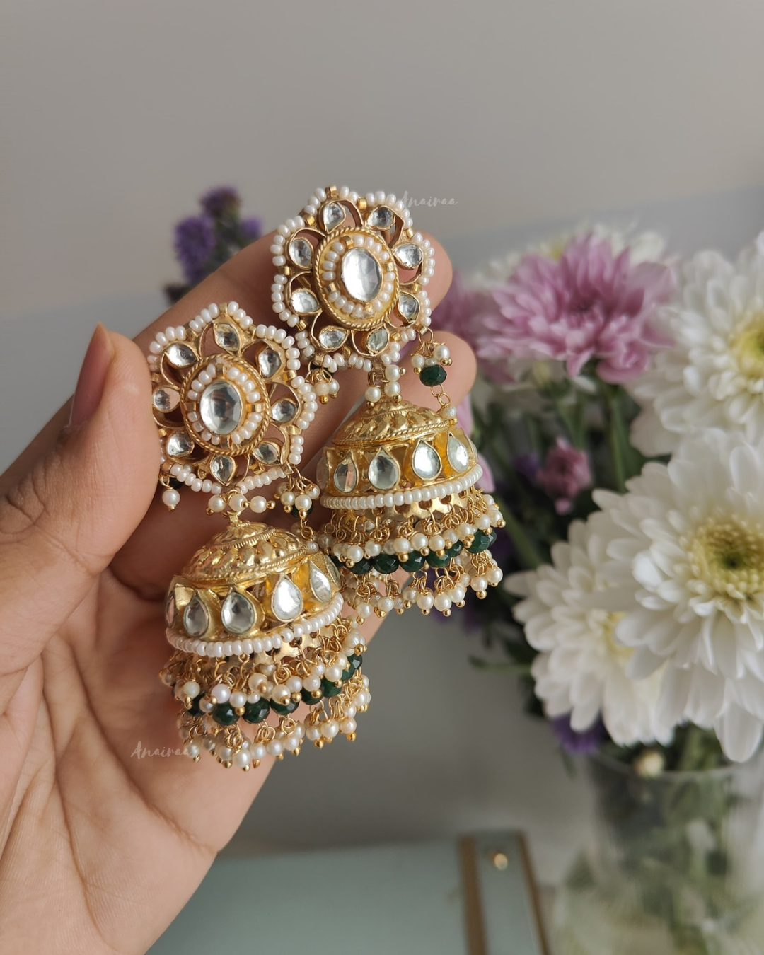 Paachi kundan jhumkas