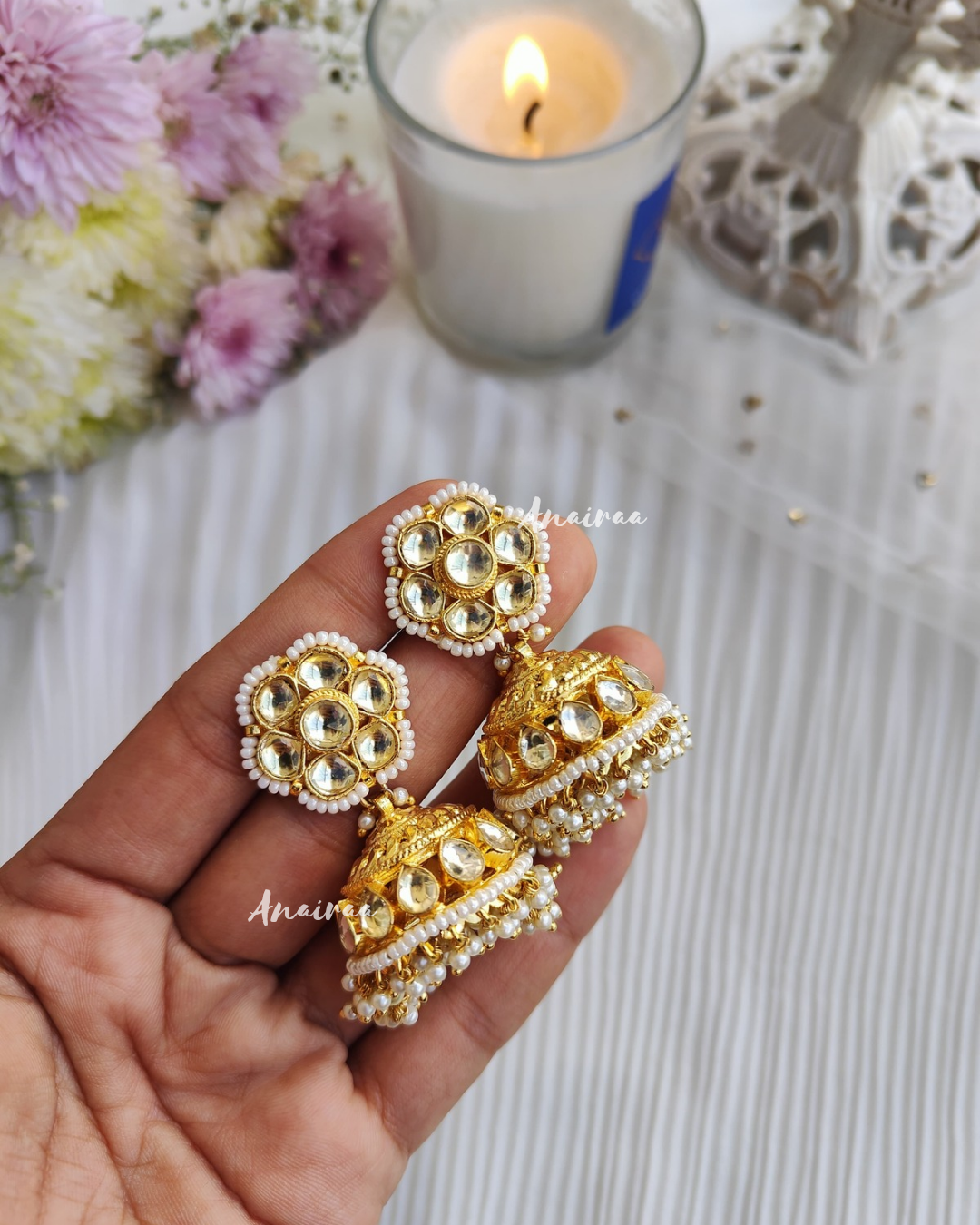 Paachi Kundan jhumkas