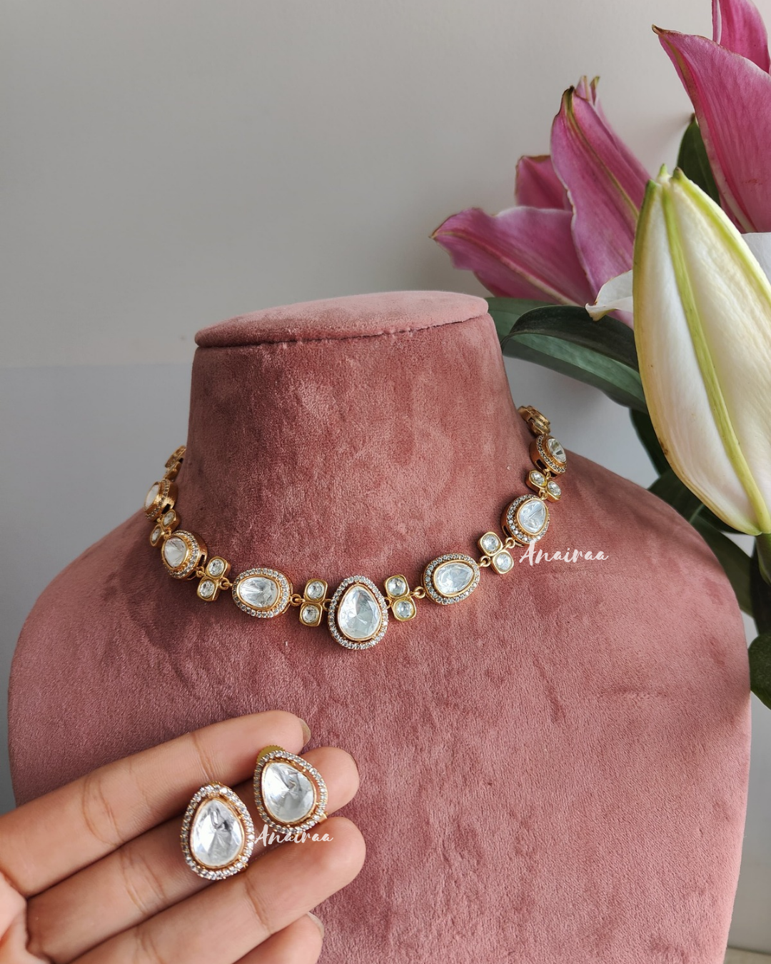 Anjali polki moissanite choker set