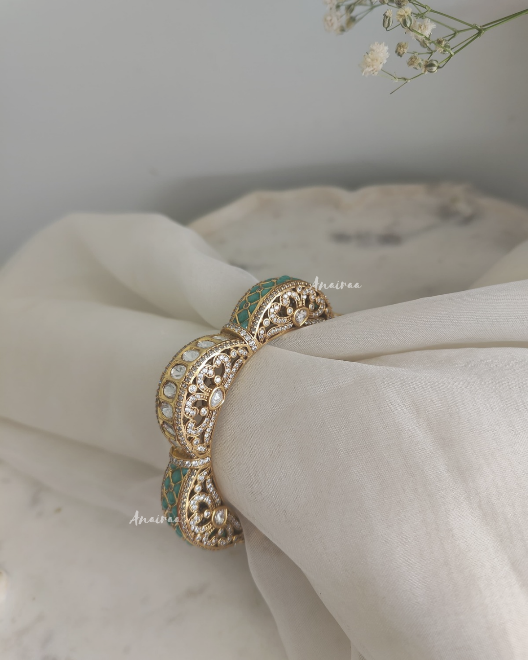 Polki turquoise bangle(single pc)