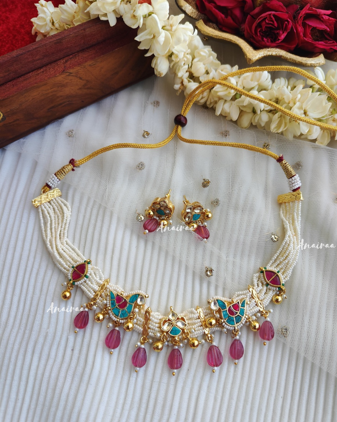 Monika feeroza ruby Kundan set