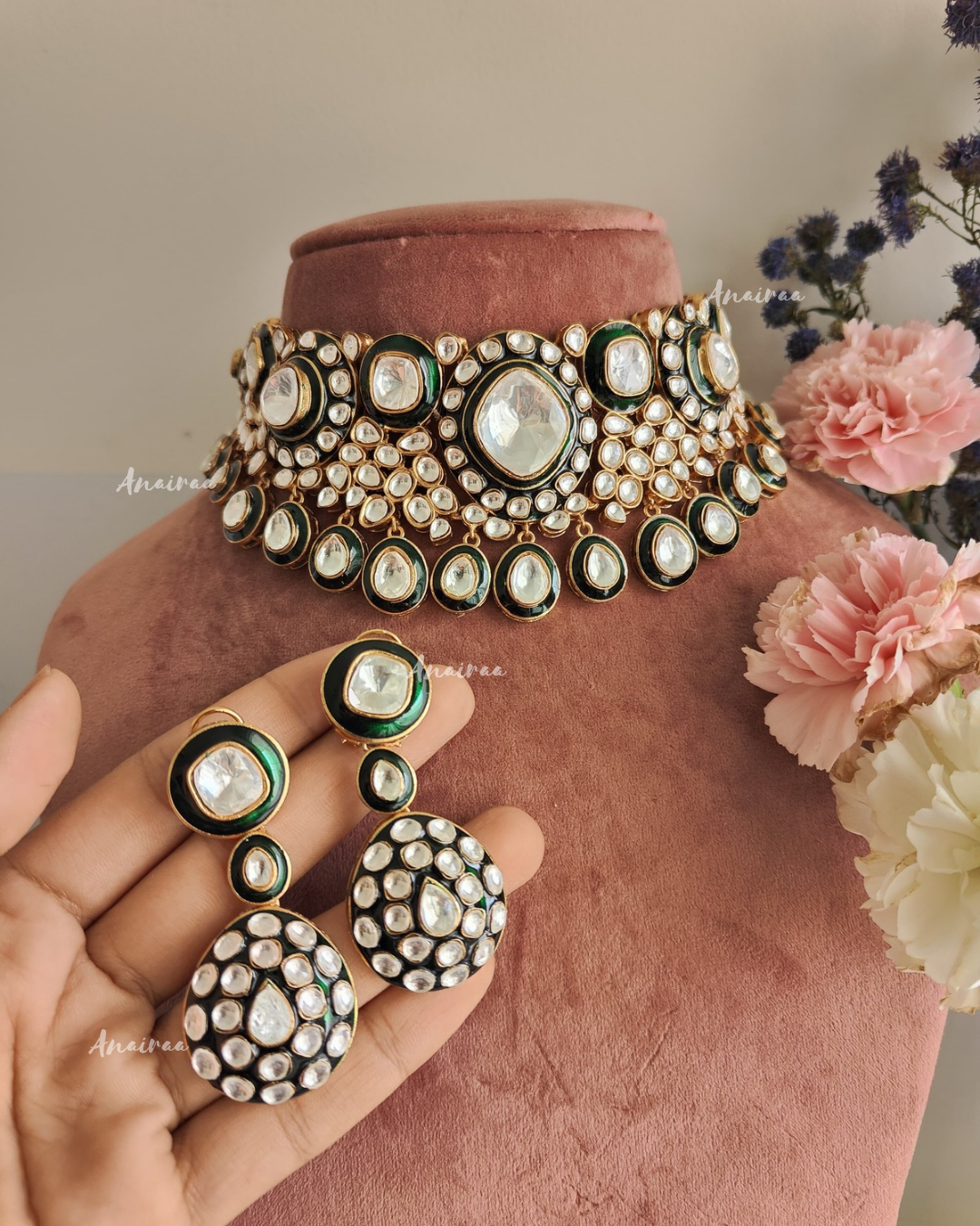 Polki bridal choker set