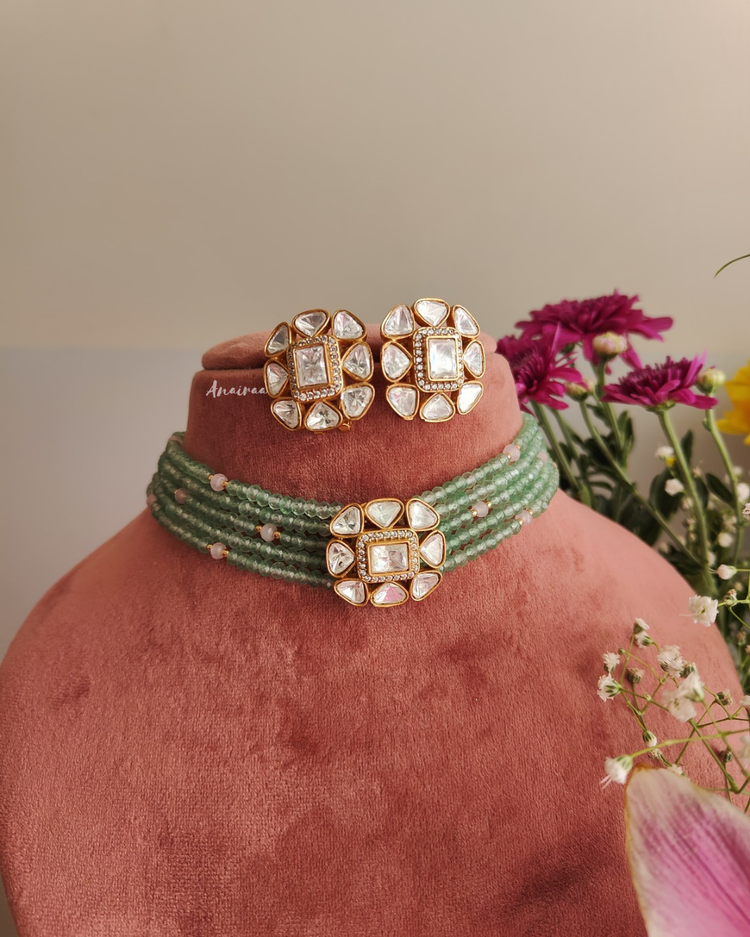 Polki sage choker set