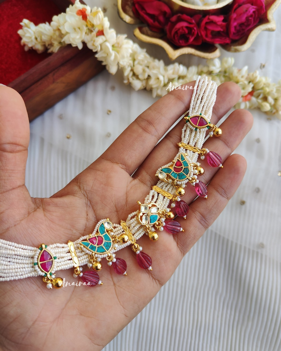 Monika feeroza ruby Kundan set