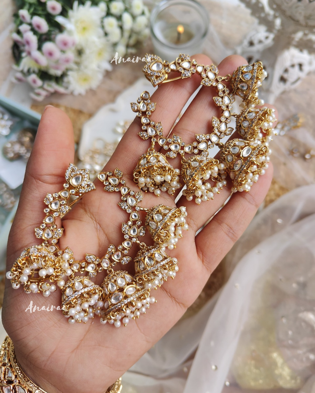 Festive Polki Jhumka earrings