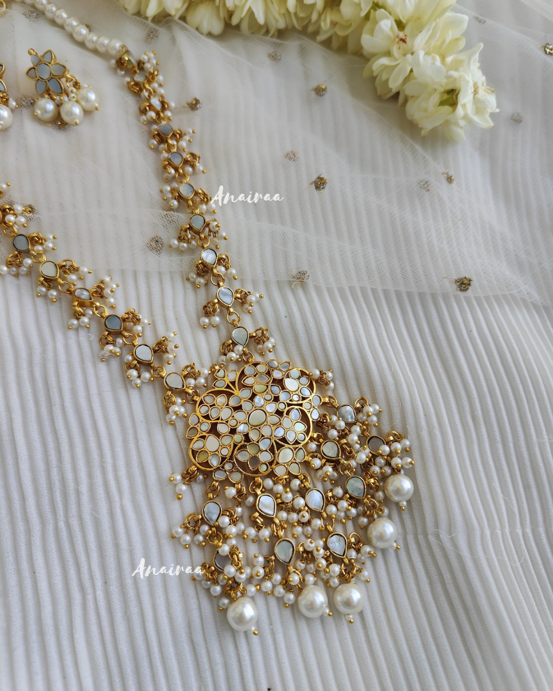 Mother of pearl long necklace set