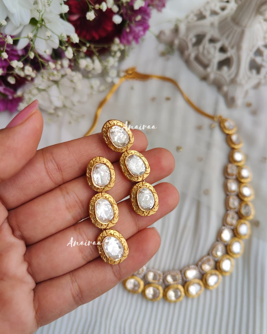 Double layered real moissanite necklace set
