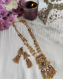 Antique kundan long necklace set