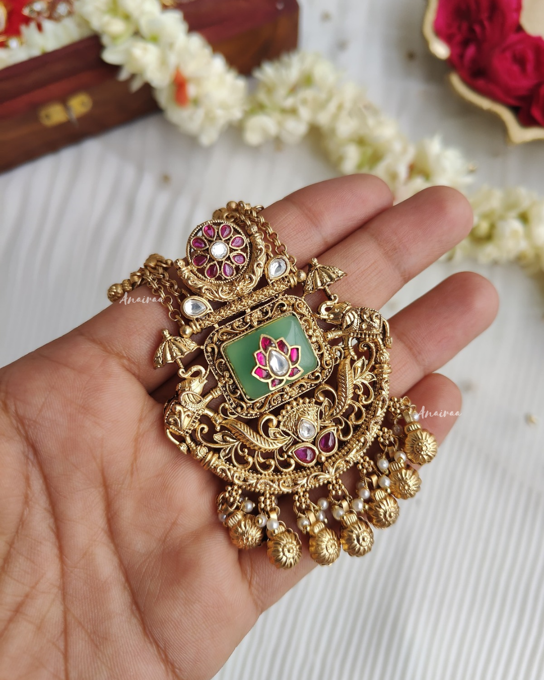Antique Kundan long necklace set
