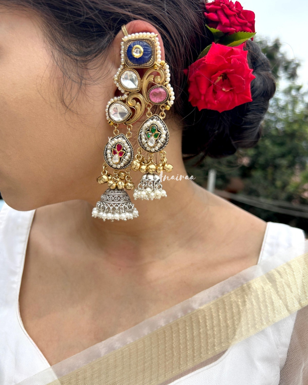Kusum Polki earcuff jhumkas