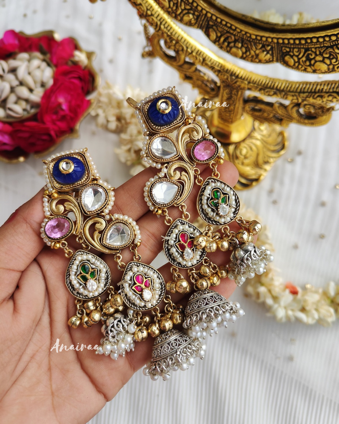 Kusum Polki earcuff jhumkas